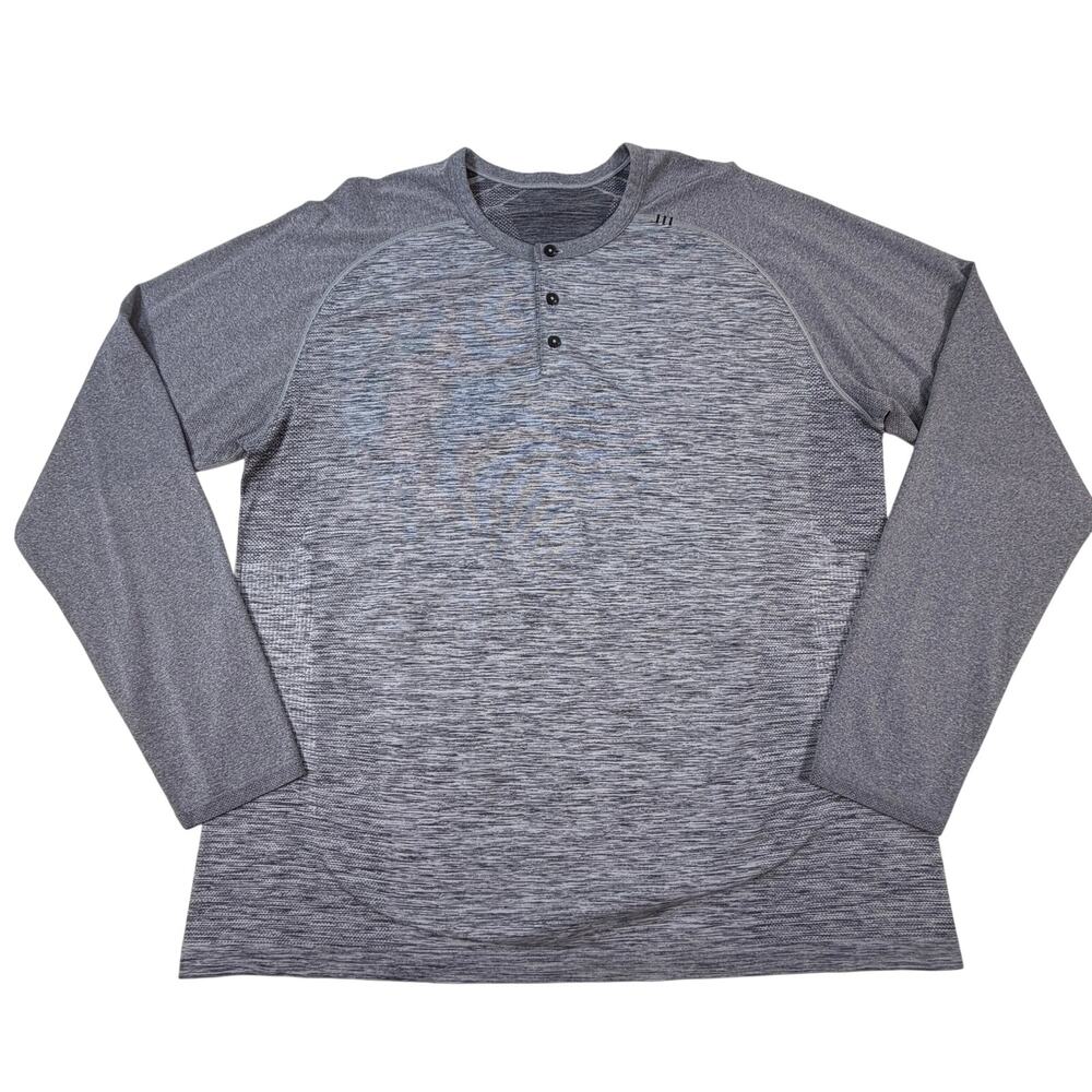 Lululemon Metal Vent Tech Long Sleeve Henley Lightweight Shirt Gray Mens XXL